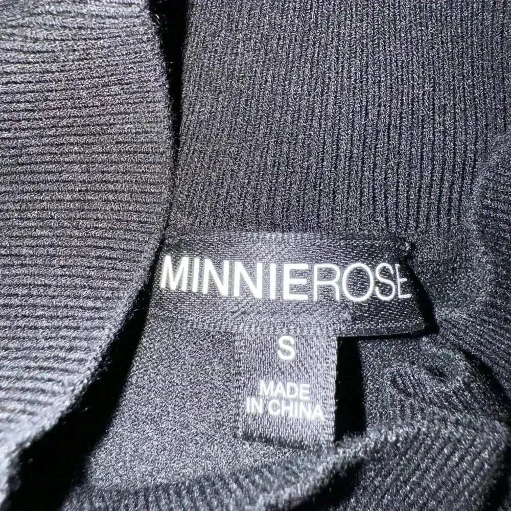 Minnie Rose Black mock turtleneck black knit sleeveless top size small - Picture 6 of 8